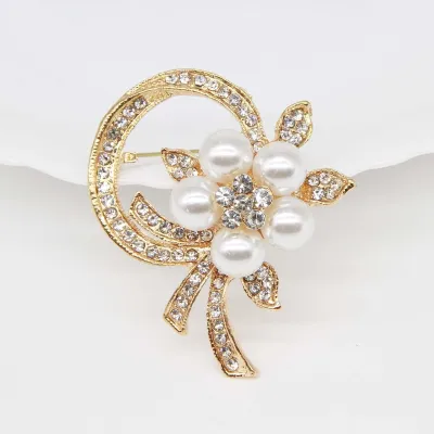 Rhinestone Pearl Floral Hijab Brooch